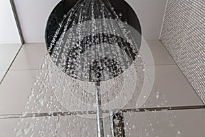 Under shower view, running water