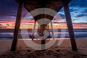 Under the Southern California Pier at Sunset