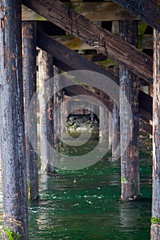 Under the trestle at the entrance to the lagoon