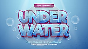 under water editable text effect cartoon style 3d template on deep sea background