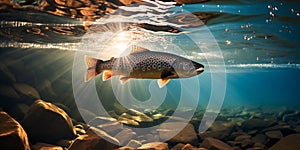 Under water view of rainbow trout