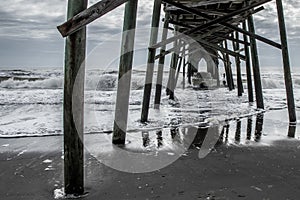 Under the wooden pier at beach