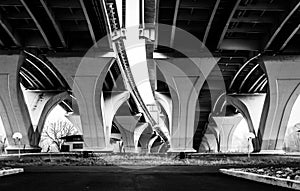 Under the Woodrow Wilson Bridge, in Alexandria, Virginia.