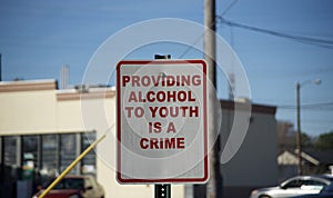 Underage Drinking Alcohol Crime Warning Sign