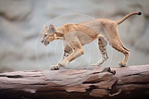 underbelly shot of puma on a rock