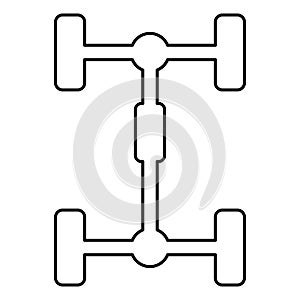 Undercarriage Chassis Carriage for car Vehicle frame icon outline black color vector illustration flat style image