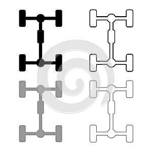 Undercarriage Chassis Carriage for car Vehicle frame icon outline set black grey color vector illustration flat style image