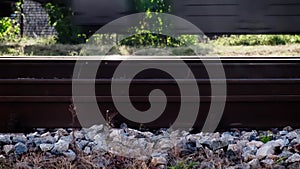 Undercarriage of a train car, passenger train, freight train rides on rails