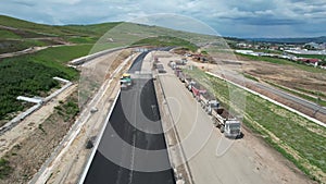 Underconstruction highway over a dangerous hill