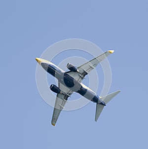 Passenger jet in a climb after take off photo