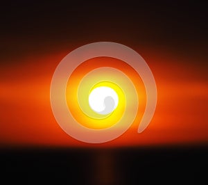 Underexposed sunset photography. Defocus light abstract background. Overlay light effect.