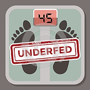 Underfed, weight scale 45 kilogram