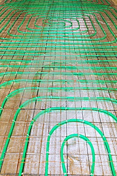 Underfloor heating green pipeline installation