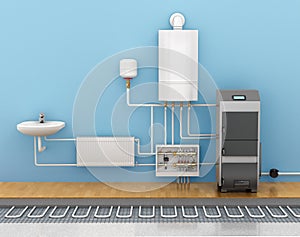 Underfloor heating, heating systems in home.