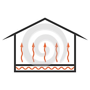 Underfloor heating icon for home heating, thermal floor home comfort