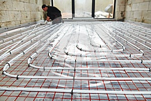 Underfloor heating installation. Floor Heating system