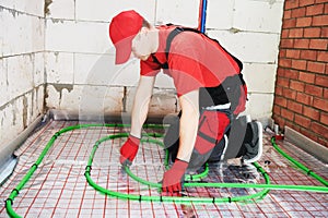 Underfloor heating installation. Floor Heating system