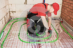 Underfloor heating installation. Floor Heating system