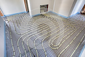 underfloor heating system in construction of new built residential home