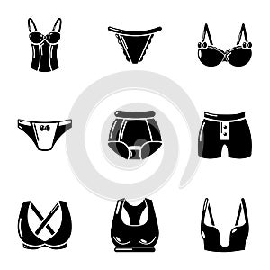 Undergarment icons set, simple style