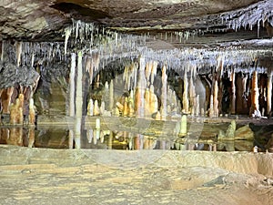 Undergound limestone caves and pool