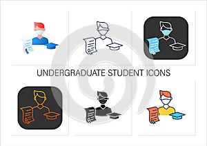 Undergraduate student icons set