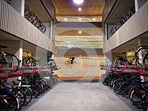 Underground bicycle parking under Utrecht Central Station, The Netherlands