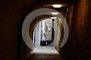 Underground building corridor in Tai Kwun, a historic building in Hong Kong