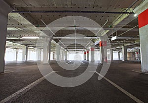 Underground car parking lot. empty place