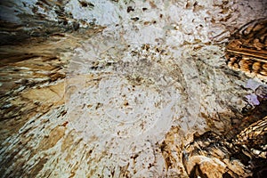 Underground cave, amazing scene , view of stalactites and stalagmite underground