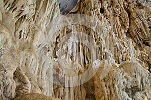 Underground cave in Laos, with stalagmites and stalactites