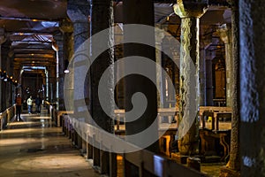 The underground cistern basilica sunken Yerebatan Sarayi is the largest by ancient Constantinople photo