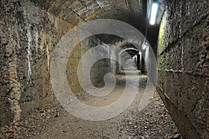 Underground dark tunnel made by italian army during World war II in Rijeka, Croatia. It is long 330m and 2.5m high.