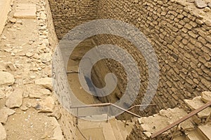 Underground entrance near the pyramid. Ancient buildings