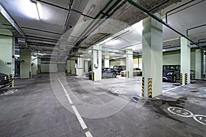 Underground garage for cars in a modern premium building