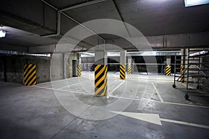 Underground Garage under building, parking lot