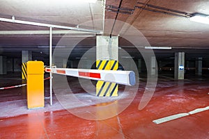 An underground garage whit barrier