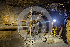 Underground gold mine ore drilling machine