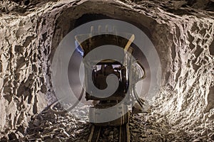 Underground gold mine ore loading machine