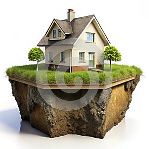 Underground House Isolated on White Background