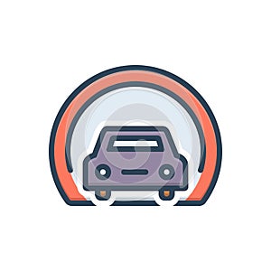 Color illustration icon for underground, transportation and vehicle