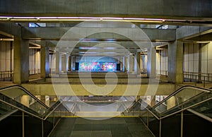 underground interior of the terreiro do paÃ§o metro station in lisbon