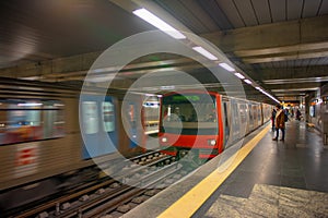 underground interior of the terreiro do paÃ§o metro station in lisbon