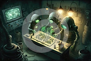 underground laboratory, with androids being made for nefarious purposes photo