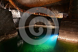 Underground lake. Baracz chamber. Wieliczka salt mine. Poland photo