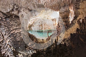 Underground lake in Dragon cave Cuevas del Drach, Mallorca, Spain photo