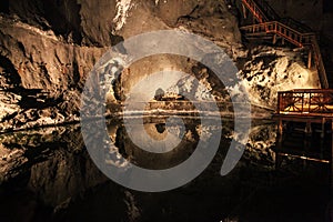 Underground lake in Wieliczka salt mines