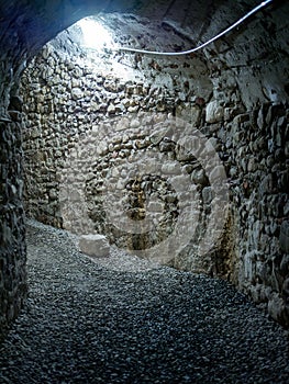 underground of the medieval fortress of Sarzanello in Liguria, Italy