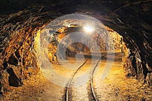 Underground mine tunnel, mining industry