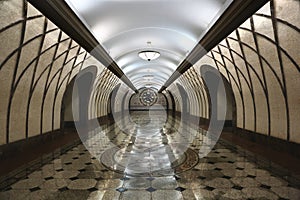 Underground modern walkway interior Almaty Kazakhstan